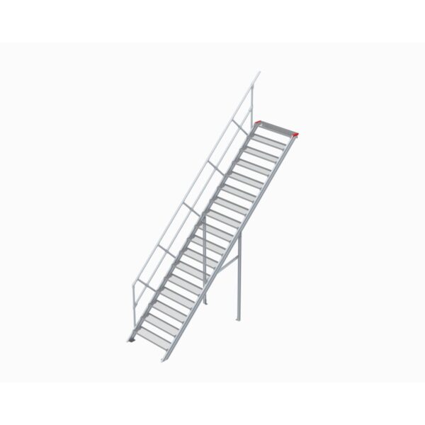 Euroline Treppe 45 Grad, 1000 mm Stufenbreite, 1 Handlauf, Stufenausführung Stahl - Gitterrost  17 Stufen