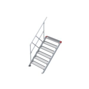 Euroline Treppe 45 Grad, 1000 mm Stufenbreite, 1 Handlauf, Stufenausführung Stahl - Gitterrost  6 Stufen