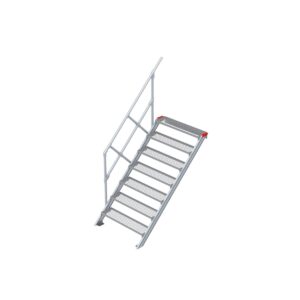 Euroline Treppe 45 Grad, 1000 mm Stufenbreite, 1 Handlauf, Stufenausführung Stahl - Gitterrost  7 Stufen