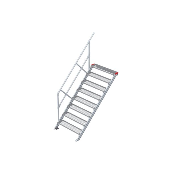 Euroline Treppe 45 Grad, 1000 mm Stufenbreite, 1 Handlauf, Stufenausführung Stahl - Gitterrost  8 Stufen