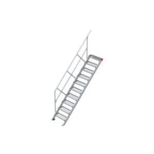 Euroline Treppe 45 Grad, 600 mm Stufenbreite, 1 Handlauf, Stufenausführung Stahl - Gitterrost 10 Stufen