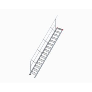 Euroline Treppe 45 Grad, 600 mm Stufenbreite, 1 Handlauf, Stufenausführung Stahl - Gitterrost 15 Stufen