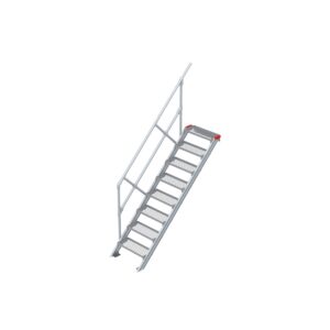 Euroline Treppe 45 Grad, 600 mm Stufenbreite, 1 Handlauf, Stufenausführung Stahl - Gitterrost 8 Stufen