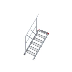 Euroline Treppe 45 Grad, 800 mm Stufenbreite, 1 Handlauf, Stufenausführung Stahl - Gitterrost 6 Stufen