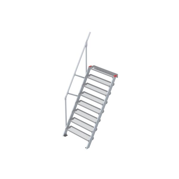 Euroline Treppe 60 Grad, 1000 mm Stufenbreite, 1 Handlauf, Stufenausführung Stahl - Gitterrost 8 Stufen