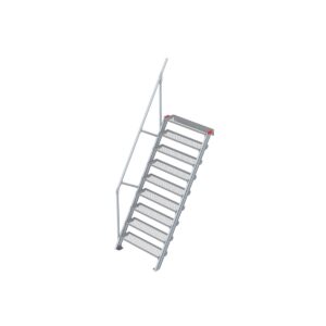 Euroline Treppe 60 Grad, 1000 mm Stufenbreite, 1 Handlauf, Stufenausführung Stahl - Gitterrost 9 Stufen