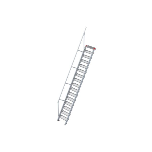 Euroline Treppe 60 Grad, 600 mm Stufenbreite, 1 Handlauf, Stufenausführung Stahl - Gitterrost 16 Stufen