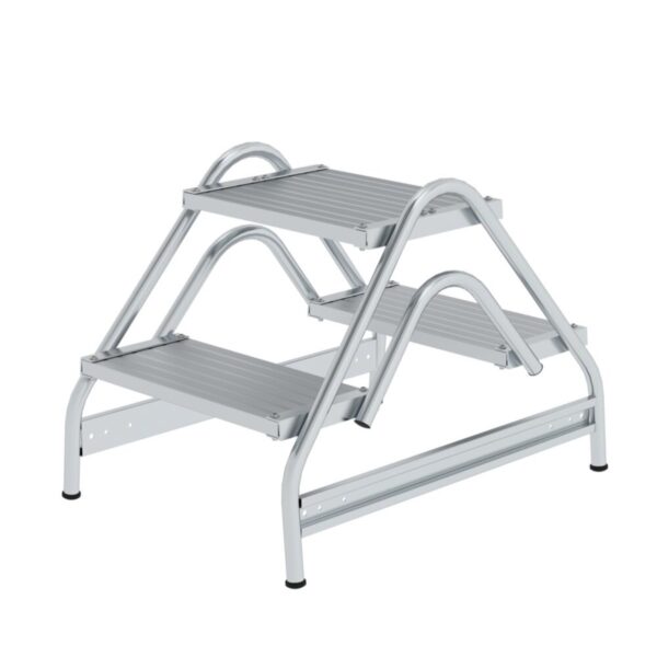 Günzburger Steigtechnik Arbeitspodest beidseitig begehbar Aluminium geriffelt 2x2 Stufen