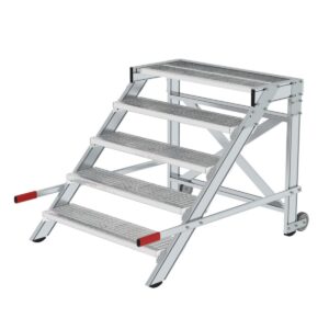 Günzburger Steigtechnik Arbeitspodest fahrbar, Stufenbreite 1000 mm, Stahl-Gitterrost 5 Stufen