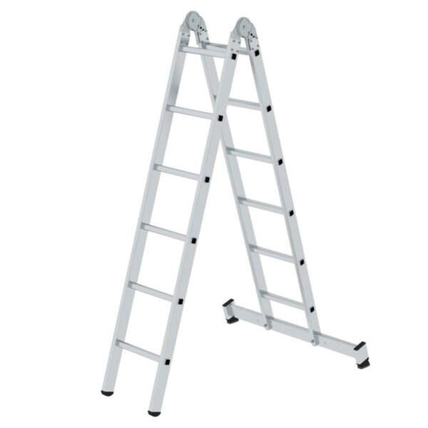 Günzburger Steigtechnik Klappleiter 2-teilig mit nivello®-Traverse 2x6 Sprossen