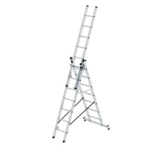 Günzburger Steigtechnik Mehrzweckleiter 3-teilig mit nivello®-Traverse 3x7 Sprossen