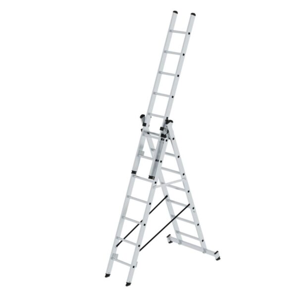 Günzburger Steigtechnik Mehrzweckleiter 3-teilig mit nivello®-Traverse 3x7 Sprossen