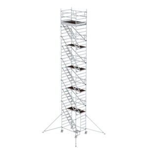 Günzburger Steigtechnik Rollgerüst 1,35 x 1,80 m mit Schrägaufstiegen & Ausleger Plattformhöhe 10,35 m