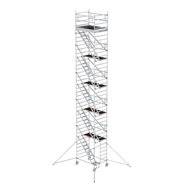 Günzburger Steigtechnik Rollgerüst 1,35 x 1,80 m mit Schrägaufstiegen & Ausleger Plattformhöhe 10,35 m