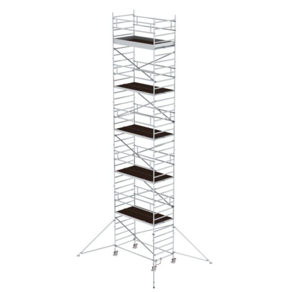 Günzburger Steigtechnik Rollgerüst 1,35 x 2,45 m mit Ausleger & Doppel-Plattform Plattformhöhe 10,35 m