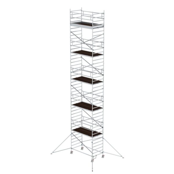 Günzburger Steigtechnik Rollgerüst 1,35 x 2,45 m mit Ausleger & Doppel-Plattform Plattformhöhe 11,47 m