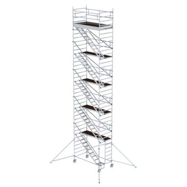 Günzburger Steigtechnik Rollgerüst 1,35 x 2,45 m mit Schrägaufstiegen & Ausleger Plattformhöhe 10,35 m