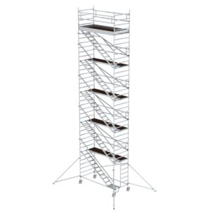 Günzburger Steigtechnik Rollgerüst 1,35 x 3,0 m mit Schrägaufstiegen & Ausleger Plattformhöhe 10,35 m
