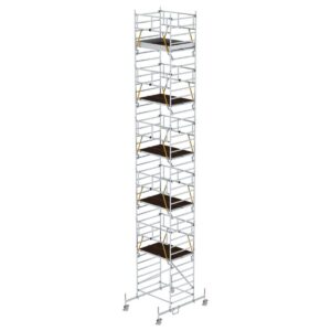 Günzburger Steigtechnik Rollgerüst SG 1,35 x 1,80 m mit Fahrbalken & Doppel-Plattform Plattformhöhe 10,54 m