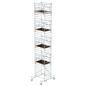 Günzburger Steigtechnik Rollgerüst SG 1,35 x 1,80 m mit Fahrbalken & Doppel-Plattform Plattformhöhe 9,70 m