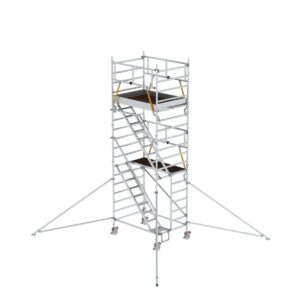 Günzburger Steigtechnik Rollgerüst SG 1,35 x 1,80 m mit Schrägaufstiegen & Ausleger Plattformhöhe 4,47 m