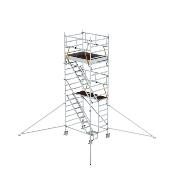 Günzburger Steigtechnik Rollgerüst SG 1,35 x 1,80 m mit Schrägaufstiegen & Ausleger Plattformhöhe 4,47 m