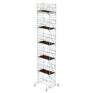 Günzburger Steigtechnik Rollgerüst SG 1,35 x 2,45 m mit Fahrbalken & Doppel-Plattform Plattformhöhe 11,62 m