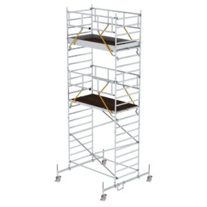 Günzburger Steigtechnik Rollgerüst SG 1,35 x 2,45 m mit Fahrbalken & Doppel-Plattform Plattformhöhe 5,78 m