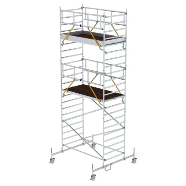 Günzburger Steigtechnik Rollgerüst SG 1,35 x 2,45 m mit Fahrbalken & Doppel-Plattform Plattformhöhe 5,78 m