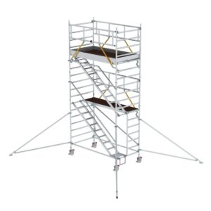 Günzburger Steigtechnik Rollgerüst SG 1,35 x 2,45 m mit Schrägaufstiegen & Ausleger Plattformhöhe 4,47 m
