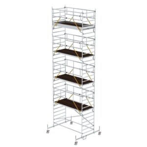 Günzburger Steigtechnik Rollgerüst SG 1,35 x 3,0 m mit Fahrbalken und Doppel-Plattform Plattformhöhe 8,58 m