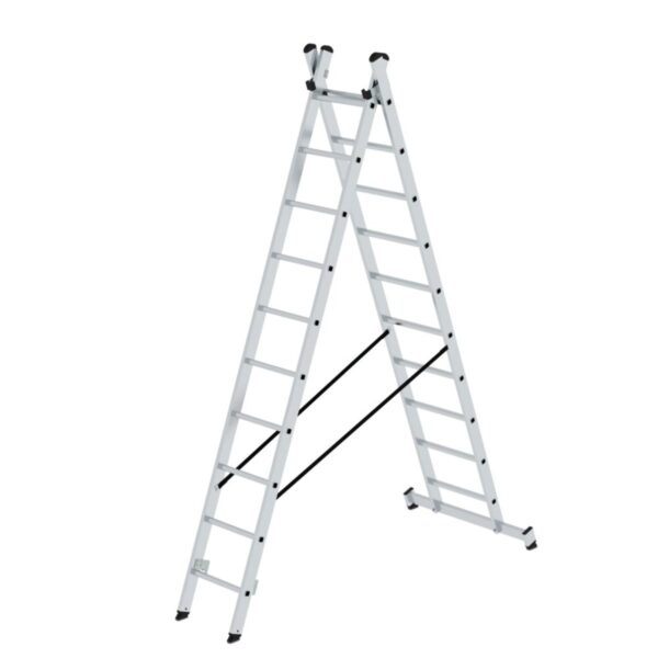 Günzburger Steigtechnik Sprossen-Mehrzweckleiter 2-teilig mit nivello®-Traverse 2x10 Sprossen