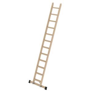 Günzburger Steigtechnik Stufen-Anlegeleiter Holz mit Traverse 12 Stufen