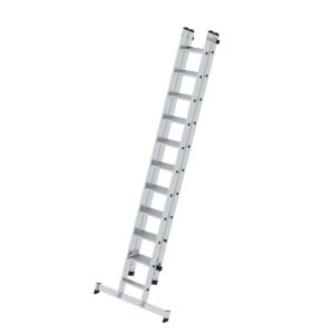 Günzburger Steigtechnik Stufen-Schiebeleiter 2-teilig mit nivello®-Traverse 1x11 + 1x10 Stufen