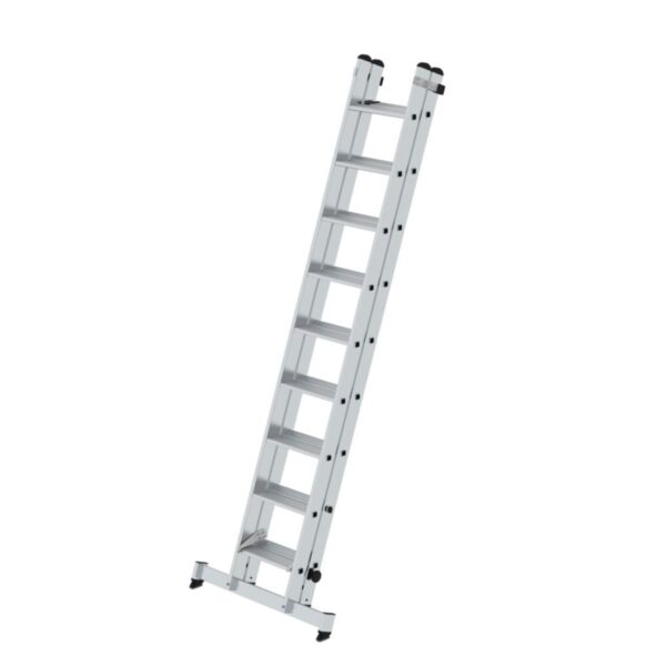 Günzburger Steigtechnik Stufen-Schiebeleiter 2-teilig mit nivello®-Traverse 2x9 Stufen