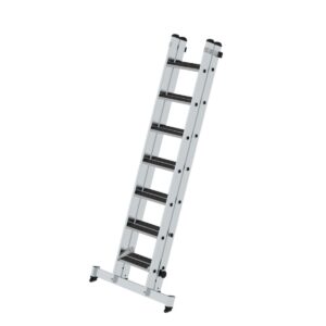 Günzburger Steigtechnik Stufen-Schiebeleiter 2-teilig mit nivello-Traverse und clip-step R13 2x7