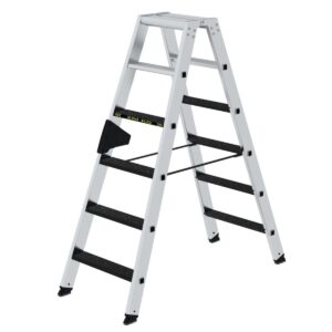 Günzburger Steigtechnik Stufen-Stehleiter 250 kg beidseitig begehbar mit clip-step R13 2x6 Stufen