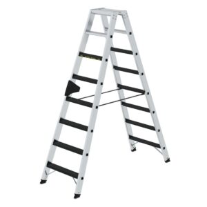 Günzburger Steigtechnik Stufen-Stehleiter 250 kg beidseitig begehbar mit clip-step R13 2x8 Stufen