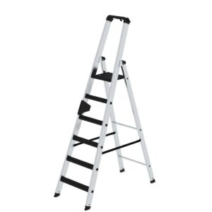 Günzburger Steigtechnik Stufen-Stehleiter 250 kg einseitig begehbar mit clip-step R13 6 Stufen