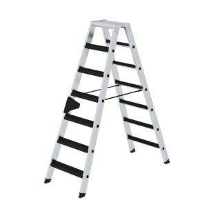 Günzburger Steigtechnik Stufen-Stehleiter beidseitig begehbar mit clip-step relax 2x7 Stufen