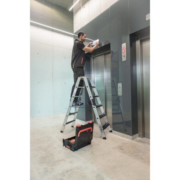 Günzburger Steigtechnik Stufen-Stehleiter beidseitig begehbar mit clip-step relax 2x8 Stufen