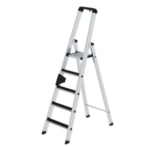 Günzburger Steigtechnik Stufen-Stehleiter einseitig begehbar mit clip-step 5 Stufen