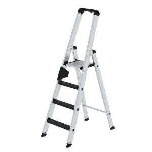 Günzburger Steigtechnik Stufen-Stehleiter einseitig begehbar mit clip-step R13 4 Stufen