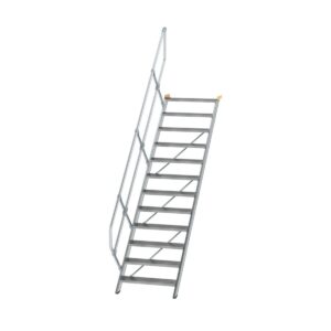 Günzburger Steigtechnik Treppe 45° Stufenbreite 800 mm 12 Stufen Aluminium geriffelt