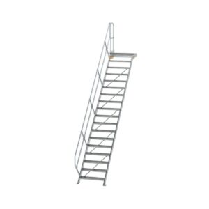 Günzburger Steigtechnik Treppe mit Plattform 45° Stufenbreite 800 mm 18 Stufen Aluminium geriffelt