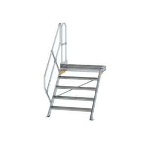 Günzburger Steigtechnik Treppe mit Plattform 45° Stufenbreite 800 mm 5 Stufen Aluminium geriffelt