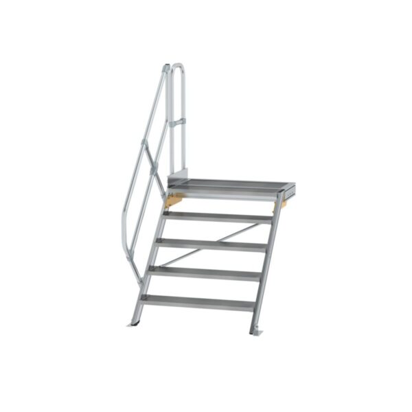 Günzburger Steigtechnik Treppe mit Plattform 45° Stufenbreite 800 mm 5 Stufen Aluminium geriffelt