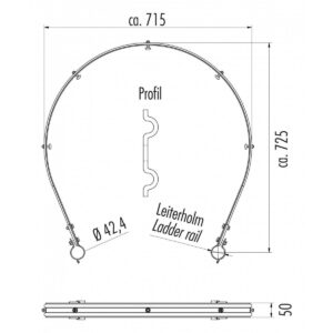 Hailo Professional Rückenschutzbügel, Aluminium AlMgSi 0,3  Für Holm Ø42,4 mm