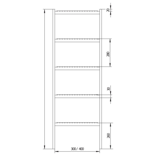 Hailo Professional Schachtleiter LW 300 / L = 560, 2 Sprossen, Edelstahl 1.4301