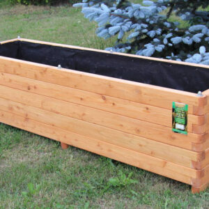 Hochbeet 180x50x50cm aus Lärche geschraubt mit Vlies, gerundeten Ecken und Griffen